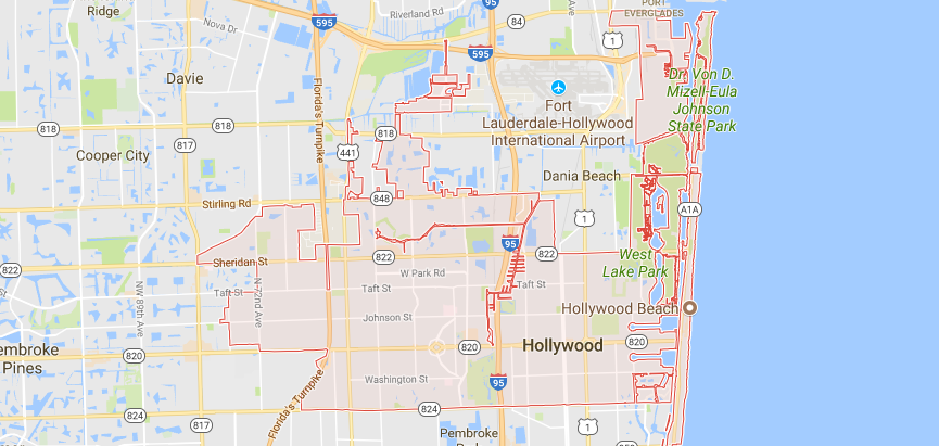Hollywood, FL Map