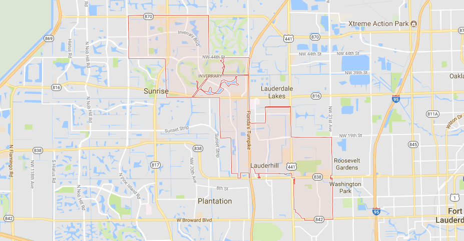 Lauderhill, FL Map