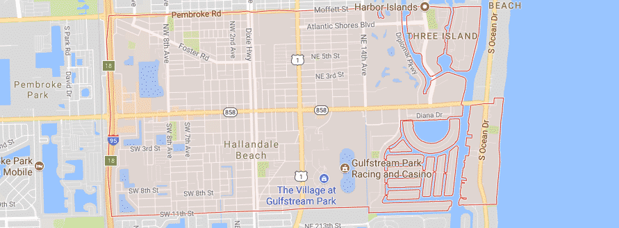Hallandale, FL Map
